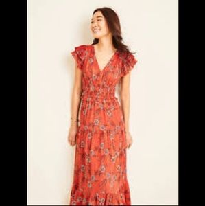 Ann Taylor burnt orange floral maxi dress